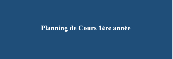 Planning de Cours 1ère année